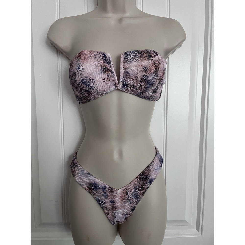 NEW Victorias Secret Snake Pink Top & Bottoms Bikini Bottom XS Swim Set 577